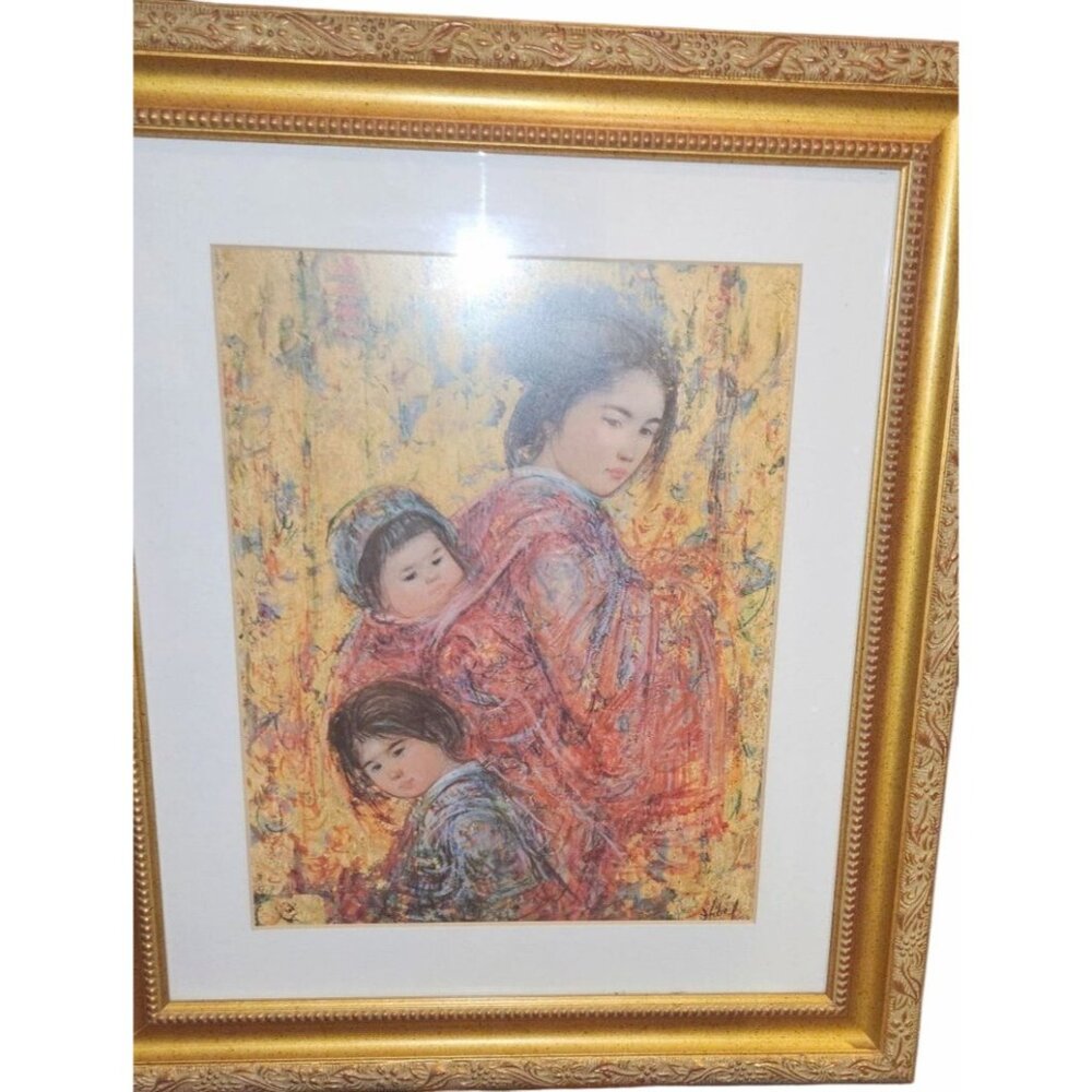 Print Edna Hibel "Family In Nara" Limited Ed. Framed Certificate Of Authenticity
